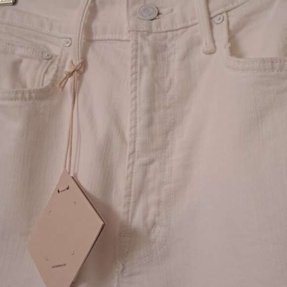 Mother Dagger FloodHighRise Straight Cut V Shaped Hem White Jean S26 Excellent - Picture 5 of 11